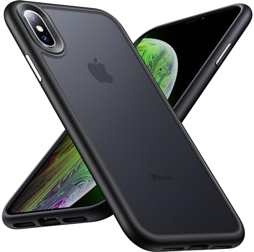 Anqrp Zero Serie für iPhone X/XS Hülle, Minimalistische Transluzente Matte Slim Schutzhülle, Stoßfest Dünn Handyhülle für iPhone X(10)/XS mit Silikon 5,8 Zoll Schwarz