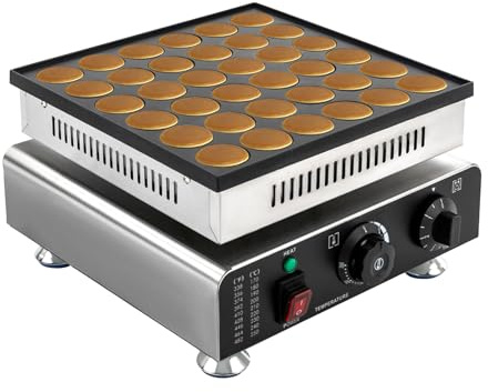 GMSLuu Mini frittelle da forno a 36 fori, 900 W, macchina elettrica per waffle con rivestimento antiaderente, per pancake, muffin e waffle, nero+argento