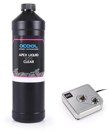 Alphacool Core 1 Aurora CPU Water Block and Apex Liquid ECO Clear Coolant (1000mL) Bundle, Silver