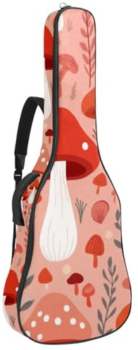 Universal Gitarrentasche Wasserdichte Akustik Gigbag für 40/41/42 Zoll Gitarre mit mehreren Taschen Rot Pilz Muster, mehrfarbig, 42.9x16.9x4.7 in, Gitarrentasche