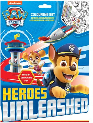 Paw Patrol Heroes Unleashed Malset, Bleistifte, Aufkleber, Malbögen, Aktivitäten für Kinder ab 3 Jahren