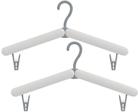 LMSAWK 2 Stücke Faltbar Reise Kleiderbügel, Plastik Klappbarer Kleiderbügel, Tragbare Faltbare Kleiderbügel, für Reise, Outdoor, Camping, mit 2 Clips, Weiß