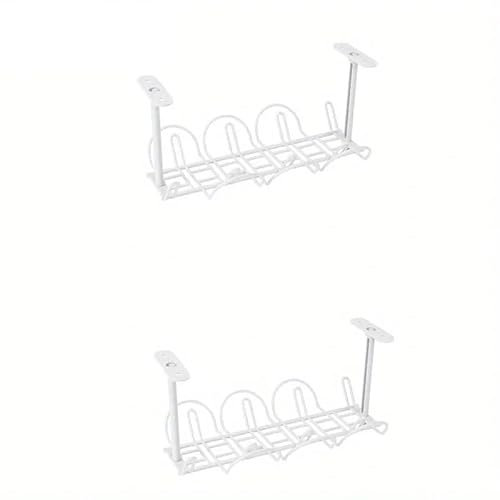 QSCTYG Under Desk Cable Management Tray Desk Cable Management Tray Under Table Socket Hang Holder Power Strip Storage Rack For Offices Living Room Wire Cord Organizer 859(Color:White 2pcs)