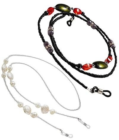 SAFIGLE 2 Stück Brillenkette Abnehmbar Für Damen Und Herren Schwarz Und Weiß Für Sport Und Alltag
