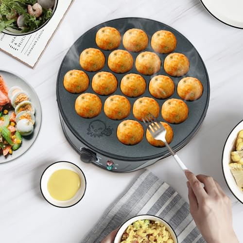 Antihaft Takoyaki-Maschine 750W-Takoyaki-Maschine 18 Löcher Heizung mit Temperaturregelung für Die Herstellung Japanischer Takoyaki Octopus Frühstücksmaschine