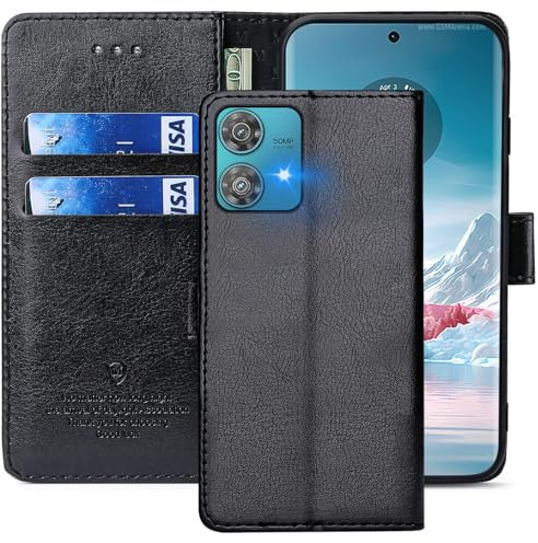 FMPCUON Funda para Moto Edge 40 Neo,Funda Libro Moto Edge 40 Neo Funda con Tapa,Cuero Carcasa Magnético Funda Cartera Móvil para Moto Edge 40 Neo, Negro