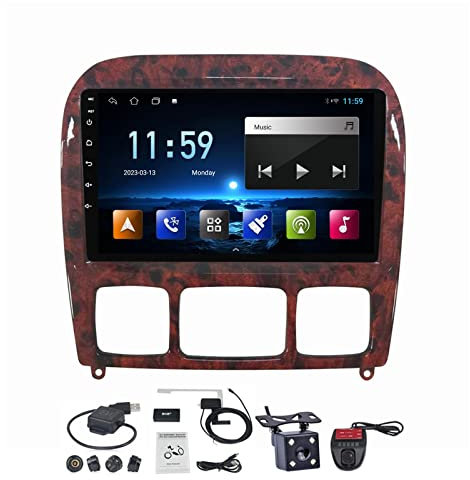 MLXABH Schermo da 9'' 2 DIN Car Stereo GPS Navigatore satellitare Android 11 per Ben-z Classe S W220 1998-2005 Navigazione per Auto nel cruscotto Supporto Ricevitore Audio Car-Play Auto/FM AM Radio/