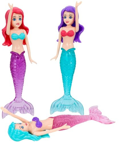 TOPWAYS Tauchspielzeug für Kinder, Tauchspielzeug Pool Spielzeug, TauchMeerjungfrau, Tauchtorpedo, Meerjungfrau Tauchspielzeug für Unterwasserspiel und Tauchtraining von Kindern (3 Stück langes Haar)