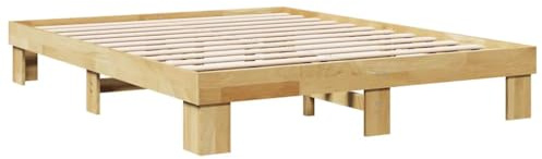 vidaXL Sängram utan madrass 135x190 cm massivt trä ek
