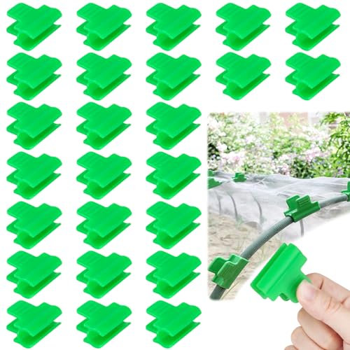 50 Stück Gewächshaus Klemmen, Ø11mm Folientunnel Clip, Garten Schattenrohr Pflanzenclips, Gewächshausfolie Klemmen Treibhaus Clips für Pflanzenverlängerung, Vogelnetz, Gartennetzabdeckung