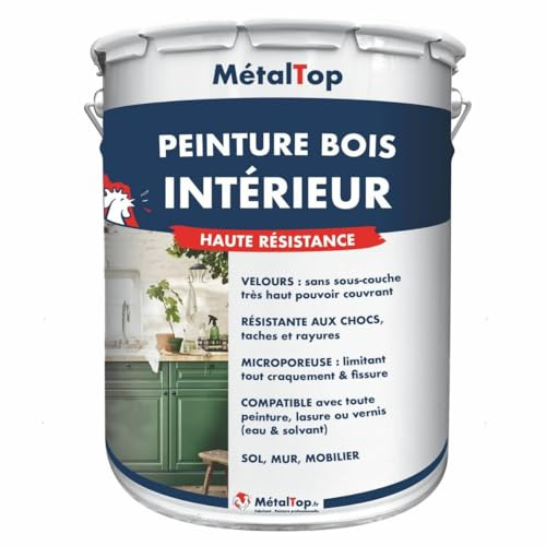 Metaltop - Peinture Bois Interieur - Noir signalisation - RAL 9017-1 L - Microporeuse et lessivable pour portes, fenêtres, meubles