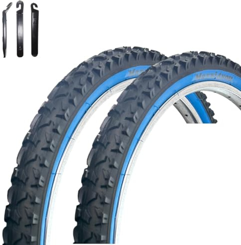 2 x maxxi4you HY-A109 Fahrradreifen Schwarz/Blau 54-507 (24 x 1,95) inkl. maxxi4you Reifenheber
