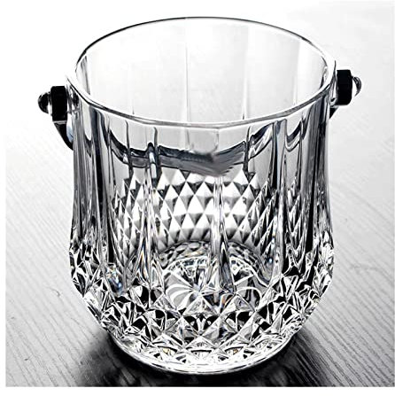 MENGLI-2024 Eiskübel Eiseimer Transparenter Weinkübel, runder Getränkebehälter mit Griffen, tragbarer Bierflaschen-Getränkekühler, Champagnerkühler for Party, Bar, Zuhause, 1 l Eiswanne