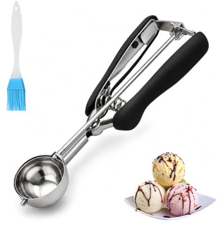 Qufiiry Eisportionierer Edelstahl 5 cm, Eislöffel Portionierer mit Auslöser, für Eiscremekugel, Backen, Melonenkugel, Muffins