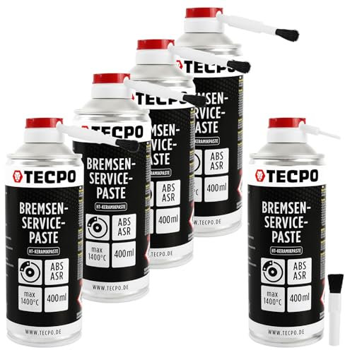 TECPO Hochtemperatur Multimontagepaste, 5X 400ml Hochbelastbarer Dauerschmierstoff für die Bremsscheiben Bremsenpaste Anti-Quietsch-Paste Bremsen Schmierpaste Keramikpaste Kupferpaste