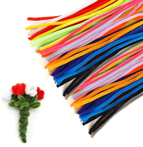 Pfeifenreiniger,Weiche & biegsame Chenilledrähte für Bastelprojekte,200 Stück Bunt,Kreativ-Zubehör für Kinder und Erwachsene,ideal für Weihnachtsdekoration,Schulprojekte & DIY-Handarbeit