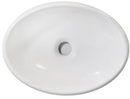 HADECOLL Lavandino da Appoggio per Bagno, Lavabo per Bagno, Piccolo Spazio, Semplice, Ovale, Lavamani, Lavabo in Ceramica, Mobiletto per Bagno