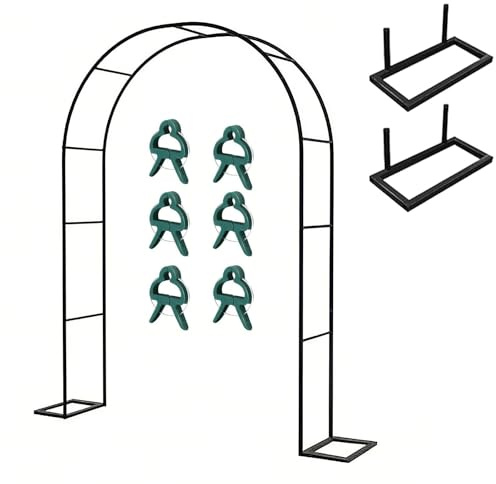 Gartenbogen für draußen, 3 m, robustes Metall-Rankgitter für Kletterpflanzen und Weinreben, Hochzeitsdekoration, Pergola, Pergola, Schwarz, L 3,0 x H 2,2 m