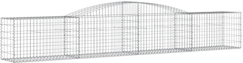 Panier en gabion arqué zingué, cages en métal pour décoration de jardin et d'extérieur, cage en pierre décorative, 400 x 50 x 60/80 cm, solutions de gabion durables et polyvalentes