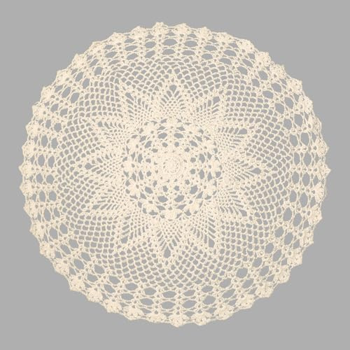 URROMA Tapete redondo hueco, 60 x 60 cm, tapete de encaje de flores de piña beige, hecho a mano, mantel de ganchillo para mesa, sofá, decoración de almohadas