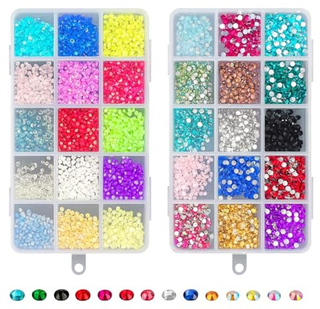 30 Couleurs Strass Ongle Nail Art, Strass Autocollant Loisir Creatif, Nail Charms Art 3 mm, Dos Plat, Strass Thermocollant et Autocollant pour Nail Art, Perles Diamant à Coller et Bijoux Ongles