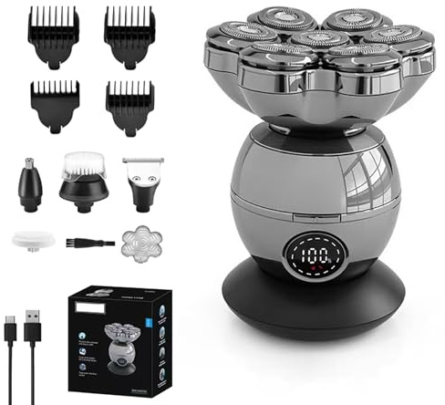 Trimpod - Trimpod 3.0 Shaver for Men, Wireless Charging Floating Head Shaver, IPX7 Waterproof with 7 Rotating Shaver Heads, Nose Hair Sideburn Trimmer for Body, Face
