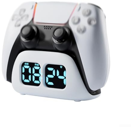 Zoegneer For PS5 Controller Charging Station Dock With Digital Clock Display Fast Charging Base Dual Controller Charger Stand For PlayStation 5 For DualSense