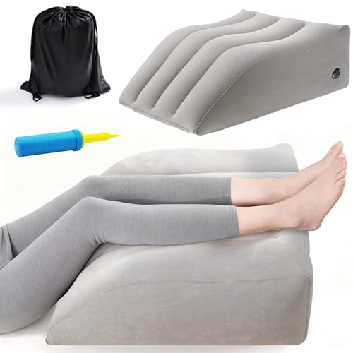 XMSHYODSM Leg Elevation Pillow, Inflatable Leg Rest Pillow for Elevating Legs, Elevating Legs Support Pillows for Bed with Storage Bag for Reduces Back Pain & Improves Circulation