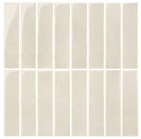 10 Stück 3D Fliesenaufkleber, Klebefliesen Selbstklebend, 30,5 × 30,5 cm, Küche & Bad, Vinyl Metro Wandfliesen, Küchenrückwand, Abnehmbar, Wasserdicht (Beige)