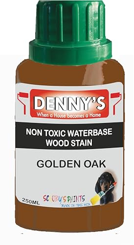 Wood Stain Water Based | 12 Colours | Interior Furniture Stain | Light & Dark Stains | Eco-Friendly & Non-Toxic Wood Dye Paint | Easy Application | Quick Dry & Low Odour (Golden Oak 250ml)