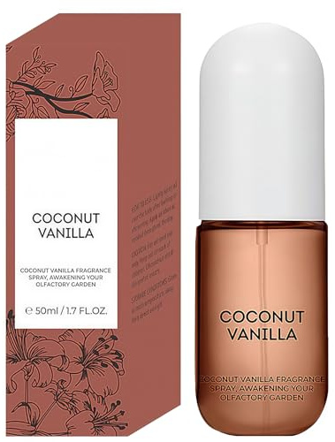 Coconut Vanilla Body Spray for Women, Long-Lasting Fragrance Mist, Light Scent for Skin and Hair Care, Refreshing Vanilla Scent by