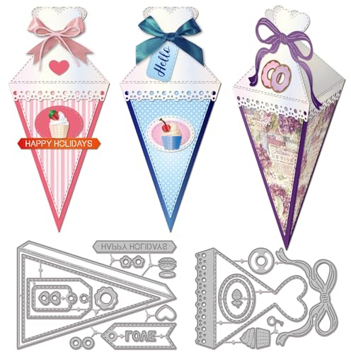 GLOBLELAND Cake Piping Bag Cutting Dies 3D Metal Dessert Bow Die Cut | Cooking Cutting Dies For Card Making Scrapbooking Paper Crafts DIY Cards Photo Album Decor