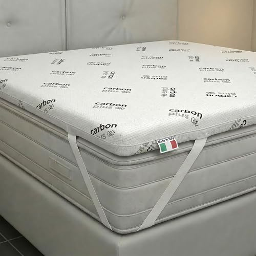 Topper Memory Foam 160x190 Matrimoniale, Made in Italy, Carbonio - Materasso per Massimo Confort - Letto Morbido per un Sonno Profondo (Matrimoniale - Carbonio)