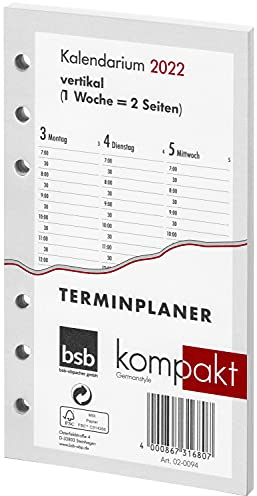 BSB Ersatzkalendarium Kompakt, 2026, ca. A6, 1 Woche = 2 Seiten, vertikal, 02-0094