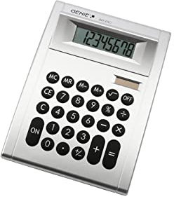 Genie 50 DC 8-stelliger Tischrechner (Dual-Power (Solar und Batterie); kompaktes Design) silber, único