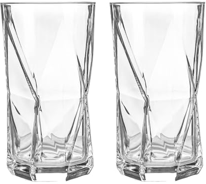 Bormioli Rocco Cassiopea Geometric Highball Cocktail Glasses Set - 480ml - Pack of 2