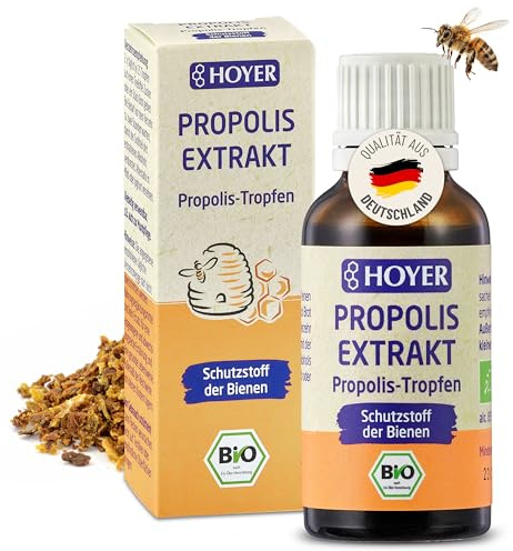 HOYER Propolis Tropfen BIO-zertifiziert 30 ml | reines Propolisextrakt Tinktur - Nahrungsergänzungsmittel & Mundpflege - für die innerliche & äußerliche Anwendung