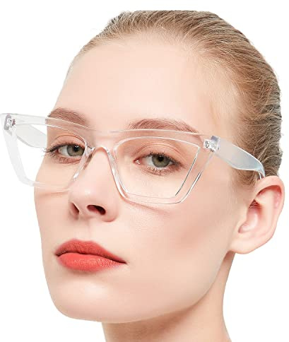 OCCI CHIARI Oversized Reading Glasses 1.5 Womens Trendy Cat Eye Readers 1.0 1.25 1.5 1.75 2.0 2.25 2.5 2.75 3.0 3.5 4.0 5.0 6.0 (Clear,1.50)