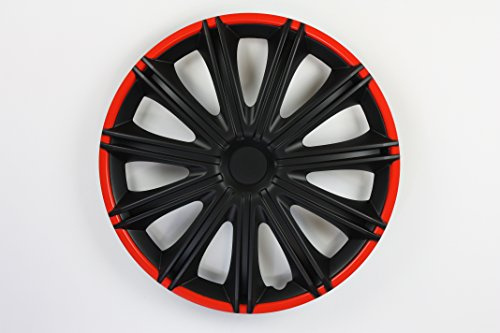 ZentimeX Radzierblenden 15 Zoll, Schwarz, Rot, Kunststoff, Speichen-Clip, Felgenkappe, Radkappe