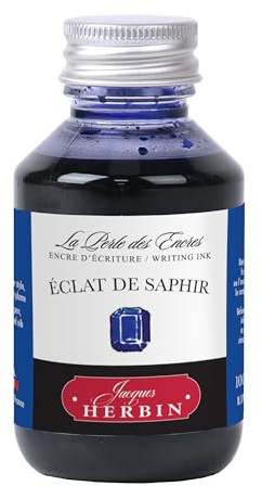Jacques Herbin 17016T – Tintenflasche zum Beschriften 100 ml – Füllfederhalter, Tintenroller – Saphirglanz