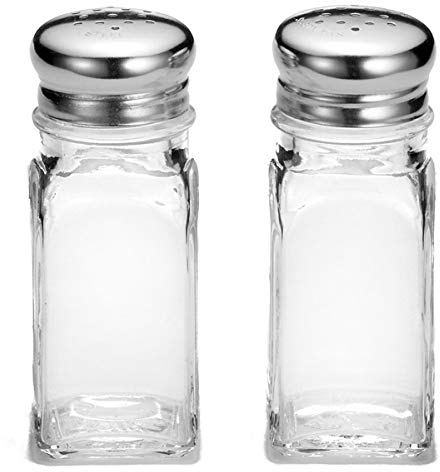 Square Salt and Pepper Shakers - Set of 2 - Tablecraft 154S&P Glass Salt Shakers