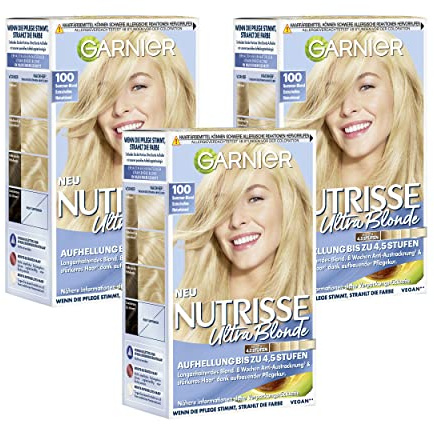 Garnier Gräddfärg, färgning för hår, permanent hårfärg, med 3 närande oljor, nötter, sommarblond 100, 3 x 1 st