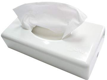 Blanc HYGIENIC Kosmetiktuchspender Futura – Tuchspender für Wandmontage geeignet, Spender für Kosmetiktücher und Feuchttücher, Füllkapazität 100 Blatt, Weiß