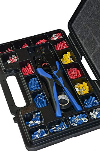 Unbekannt Kabelschuhe Sortiment Set im Koffer mit Crimp-Zange 502 Teile