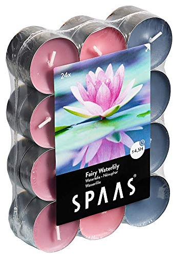 SPAAS 24 Duft-Teelichter Farben sortiert, ± 4,5 Stunden - Fairy Waterlily, D 39 mm x H 16 mm