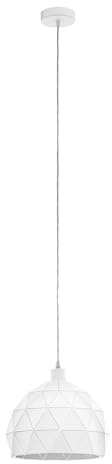 EGLO Pendellampe Roccaforte, 1 flammige Pendelleuchte, Hängelampe aus Stahl | Weiß, Fassung: E27, Ø 40 cm