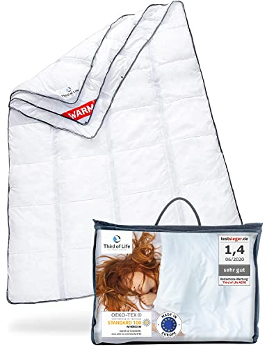 𝐏𝐫𝐞𝐦𝐢𝐮𝐦 4 Jahreszeiten Bettdecke 155x220 mit OptiSleep®-Technologie, 3-lagige Ganzjahresdecke AERO ActiveClima, Flauschige Winterdecke, Stepp-Decke mit Ventilationszonen für Winter & Sommer