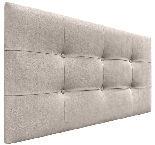 DHOME Kopfteil, gepolstert, 8 cm dick, Acualine, Stoff und Kunstleder, Kopfteile für Doppel- und Einzelbett (Stoff beige, 105 cm (Betten mit 80/90/105 cm))