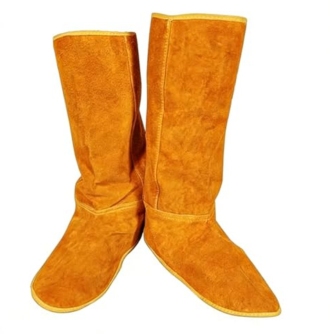 Uadme Leather Welding Spats for Boots, Heat and Abrasion Resistant Shoes Protectors Cover, Welding Gaiters for Welder Flame Resistant Foot Safety Protection, 1 Pair