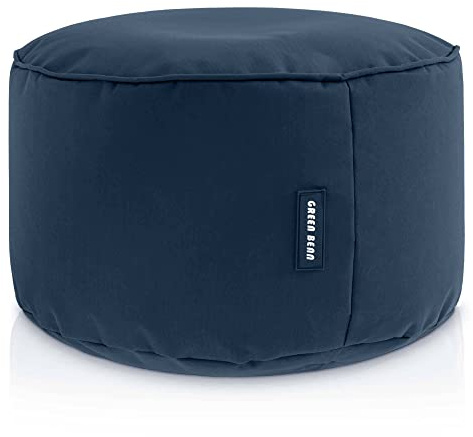 Green Bean Sitzsack-Hocker 25x45cm mit EPS-Perlen Füllung - Fußhocker Fußkissen Sitz-Pouf für Sitzsäcke - Bodenkissen für Kinder und Erwachsene - Fußablage Sitzkissen Sitzhocker Dunkelblau